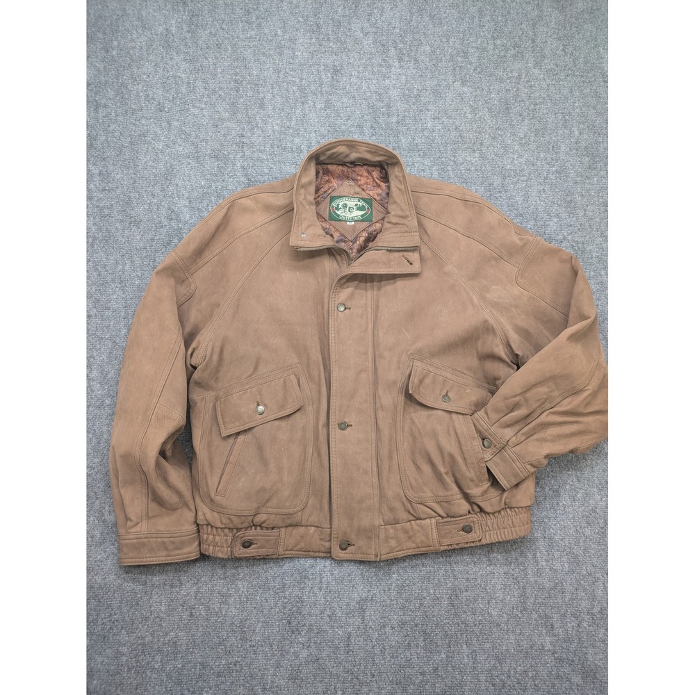 Susquehanna Trail Outfitters Men's XL Brown Genuine Leather Bomber Jacket